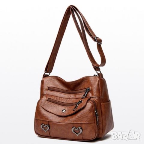 Ежедневна дамска чанта Brown Leanor, снимка 14 - Чанти - 45350178