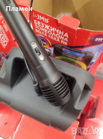 Bluetooth безжична караоке тонколона с микрофон и LED 8W 18.9x14.5x26.3см, снимка 4 - Тонколони - 53374734