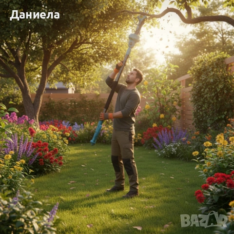 Комплект 3 в 1 от акумулаторна лозарска ножица, акумулаторен мини верижен трион и телескопичен прът, снимка 6 - Други стоки за дома - 53337524