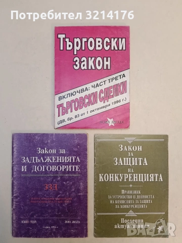 Закон за задълженията и договорите. ЗЗД с всиюки изменения и допълнителния актуализипан към 30.05.94