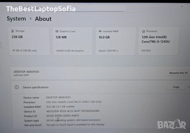 Лаптоп Dell Latitude 5430 | I5 1245U | 16GB RAM | 256 SSD, снимка 7 - Лаптопи за работа - 53528934