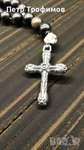 Броеница ръчна изработка от черен оникс, снимка 2 - Ръчно изработени сувенири - 53090898