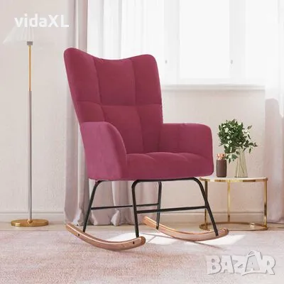 vidaXL Люлеещ стол, виненочервен, кадифе（SKU:328144）, снимка 2 - Столове - 48918859