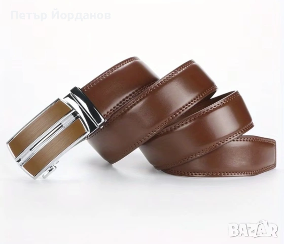 Мъжки кожени колани с автоматична катарама – комплект 2 броя, снимка 5 - Колани - 54080402