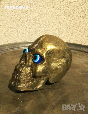 Златен череп, статуетка за декорация., снимка 5 - Статуетки - 50918839