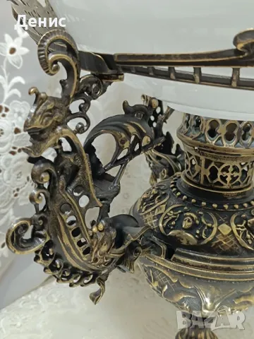 антична немска месингова лампа 450, снимка 3 - Настолни лампи - 49616597