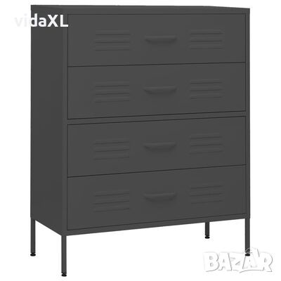 vidaXL Шкаф с чекмеджета, антрацит, 80х35х101,5 см, стомана（SKU:336204, снимка 1 - Шкафове - 45388179