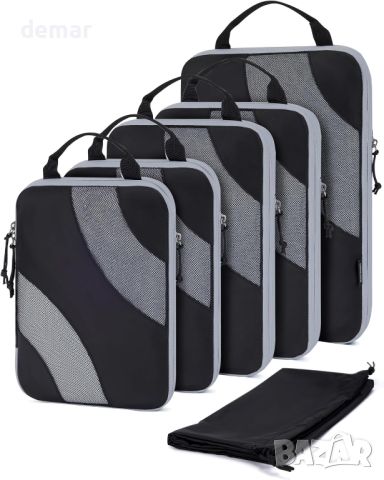 BAGSMART Компресионни куфарни органайзери, комплект 6 броя, черно