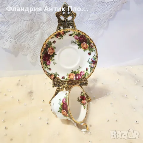 Единична чаша с чинийка, Royal Albert Old County Roses, снимка 3 - Чаши - 49435250