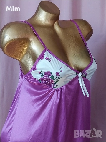 М Сатенена нощница в лилаво , снимка 2 - Нощници - 53992078