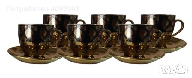 Комплект от 6 бр. чаши за кафе + 6 бр. чинийки, снимка 4 - Сервизи - 46396054