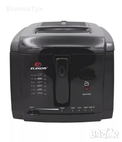 ✨Фритюрник ELEKOM EK-111, 1500W, 2.0 Литра, Кошница, 1.85 литра 