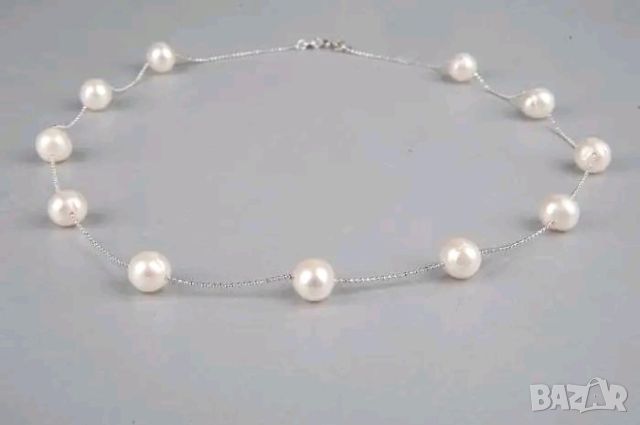 Сребърен синджир с една естествена перла, снимка 6 - Колиета, медальони, синджири - 45792702