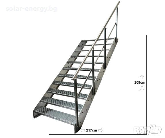Метално стълбище 11 стъпала | Външни стълби | Поцинковано, снимка 3 - Други - 54235814