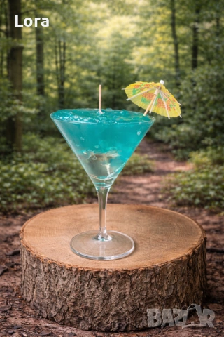 Ръчно изработена ароматна свещ, коктейл синьо кюрасо