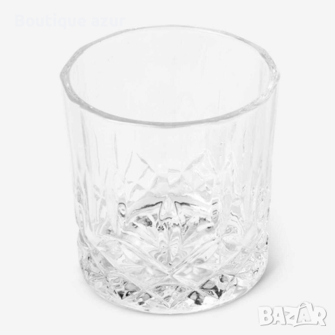 Комплект от деликатно стъкло,6 чаши и купа за лед с удобни щипки, снимка 1 - Чаши - 45034583