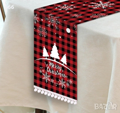 Коледна пътека за маса MACTING (червена/черна карирана пътека за маса, 2.74см x 0.27 см, снимка 2 - Декорация за дома - 52896139