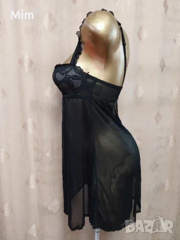 XS/S Черна ефирна нощница с твърда чашка , снимка 6 - Нощници - 50028506