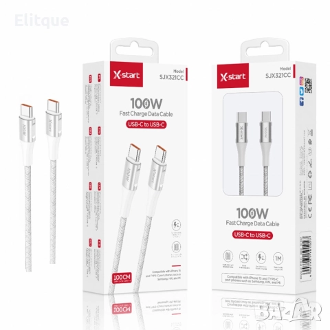 USB-C ,кабел за бързо зареждане,100W, 1 Метър ,SJX321CC, снимка 2 - Други стоки за дома - 52840179