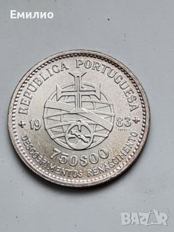 PORTUGAL. 750 ESCUDOS. 1983 год. SILVER 0.835, снимка 1 - Нумизматика и бонистика - 45807312