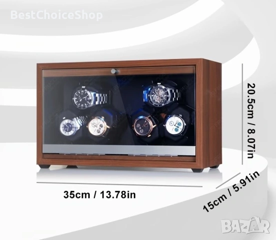 Елегантна автоматична дървена кутия за навиване на 6 часовника., снимка 7 - Луксозни - 54142650