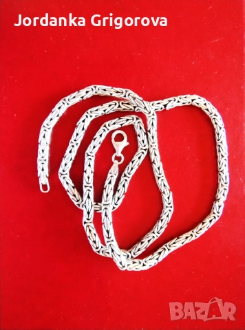 Сребърен синджир кралска плетка квадрат - проба на среброто 925  , снимка 3 - Колиета, медальони, синджири - 51807702