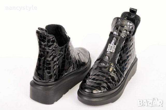 НОВО! Дамски боти от естествена кожа ниска платформа, снимка 3 - Дамски боти - 52289253