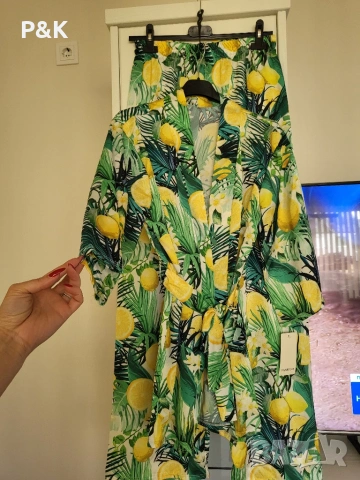 Сатениран комплект от две части с лимони , снимка 2 - Комплекти - 53910448