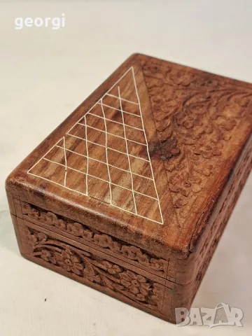 дървена кутия за бижута дърворезба 7/5, снимка 3 - Антикварни и старинни предмети - 49867917