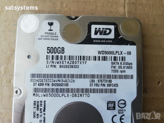 Хард диск Laptop Western Digital Black WDC WD5000LPLX 500GB SATA 6.0Gb/s, снимка 3 - Твърди дискове - 45216641