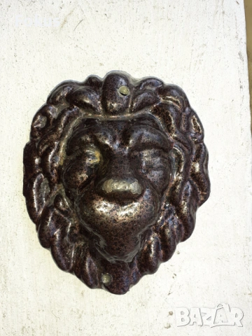 Лъвска глава апликация от чугун, снимка 3 - Антикварни и старинни предмети - 53388717
