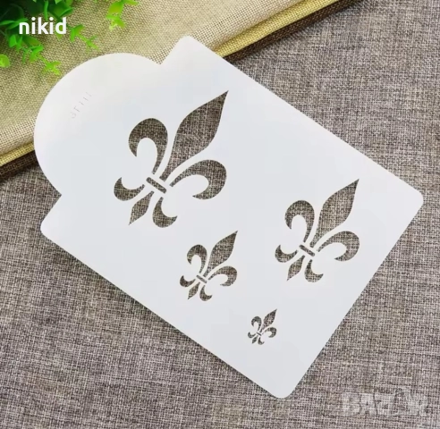 Fleur De Lys Флер лого малко голямо Де Лис Хералдическа лилия стенсил шаблон спрей Scrapbooking , снимка 2 - Други - 52673554