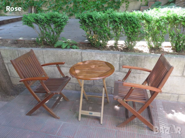  Тиково дърво-2бр.столове и маса ,Скандинавски дизаин