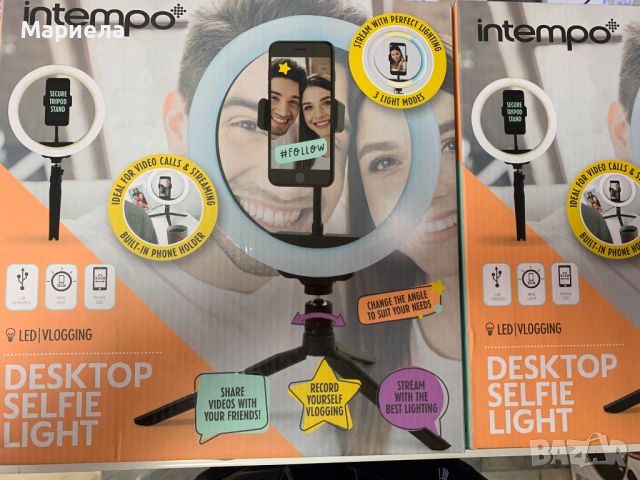 Настолна лампа за селфи с държач за телефон , Sync Desktop Selfie Light Ring Stand with Phone Holder, снимка 2 - Светкавици, студийно осветление - 45750501