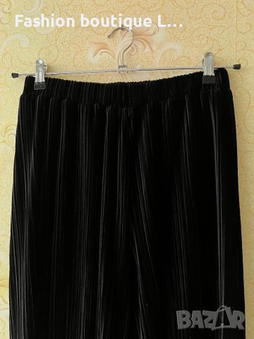 Широк черен плюшен рипсен панталон с ластик в кръста 🖤🖤🖤 , снимка 2 - Панталони - 45555068