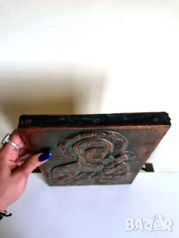 Страхотна Стара Медна Икона, снимка 6 - Икони - 49641000