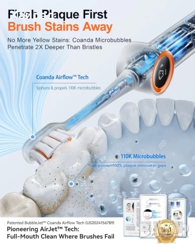 Електрическа четка за зъби  RANVOO AIRJET X3, снимка 11 - Други - 54166793