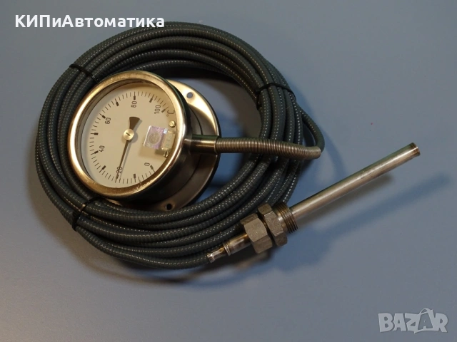 биметален термометър с капилярен датчик(сонда) WEC 3098/4 Ф100mm, 0/+100°C, снимка 4 - Резервни части за машини - 54205381