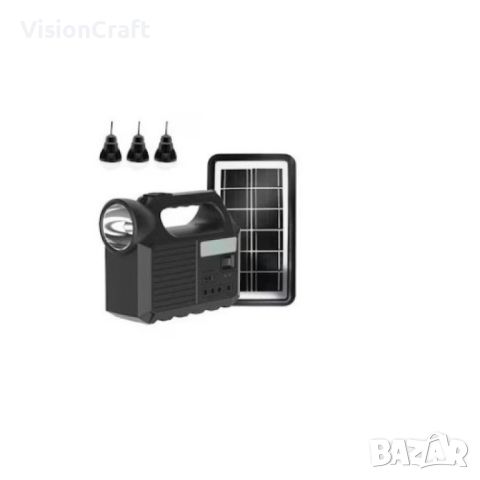 Комплект със соларен панел, фенерче, 3 крушки, USB, снимка 1 - Соларни лампи - 45156717
