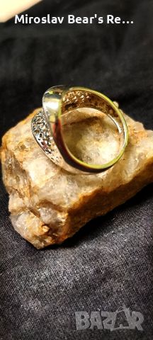 Дамски Сребърен пръстен " Плюсове и минуси " размер на халката 20мм, снимка 2 - Пръстени - 45217658