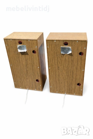 Винтидж тонколони с дървен корпус и предни решетки от плетен ратан, снимка 4 - Антикварни и старинни предмети - 54031093