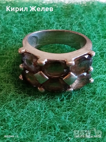 Сребърен пръстен дизайн тип Банда с Опушен кварц ювелирна изработка 51832, снимка 2 - Пръстени - 52961333