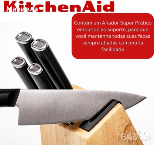 Комплект от 5 стоманени ножа KitchenAid + Точило за ножове, снимка 2 - Прибори за хранене, готвене и сервиране - 52690104
