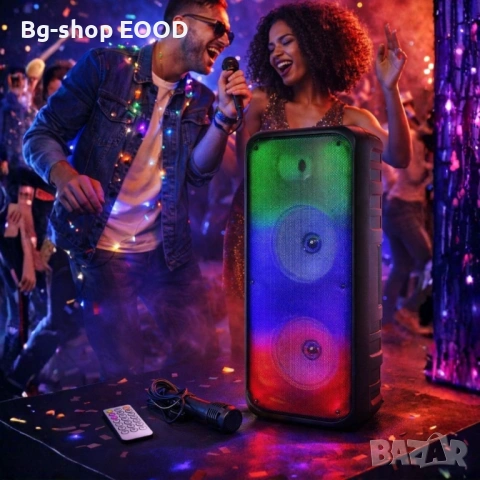 Безжична RGB тонколона с 2×8″ говорителя, Bluetooth, 1200 W, батерия 3000 mAh, снимка 7 - Тонколони - 53708394