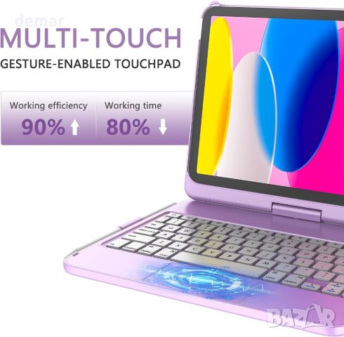 Калъф с клавиатура/тъчпад GAOJIE iPad 10-то поколение 2023/2022-лилав, снимка 3 - Таблети - 45220999