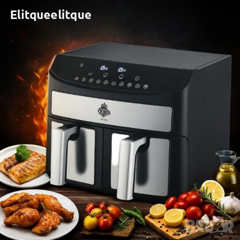 Двоен Air Fryer Queen KK-A02 - 7L, 2400W за здравословно и бързо готвене, снимка 2 - Мултикукъри - 52221926