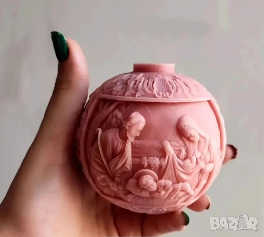 Молд коледна топка Светото семейство за свещи 