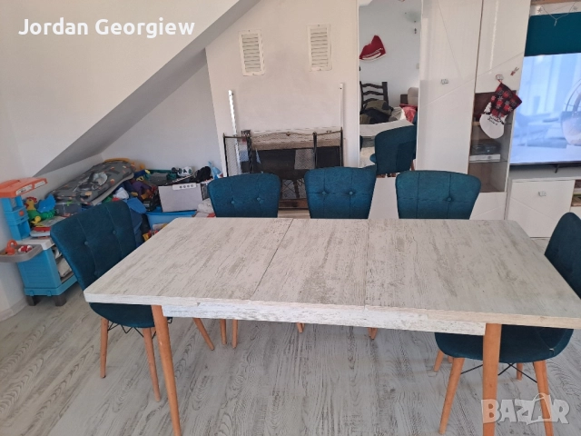 маса разтегателна с 5 стола на 1 година, снимка 5 - Маси - 52810052