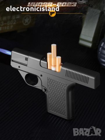 Ветроустойчива Газова запалка пистолет с 3 броя пълнители за цигари, снимка 1 - Други - 45529500