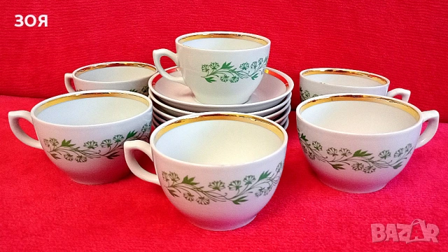 Сервиз за чай.Костен руски  порцелан.Маркировка.